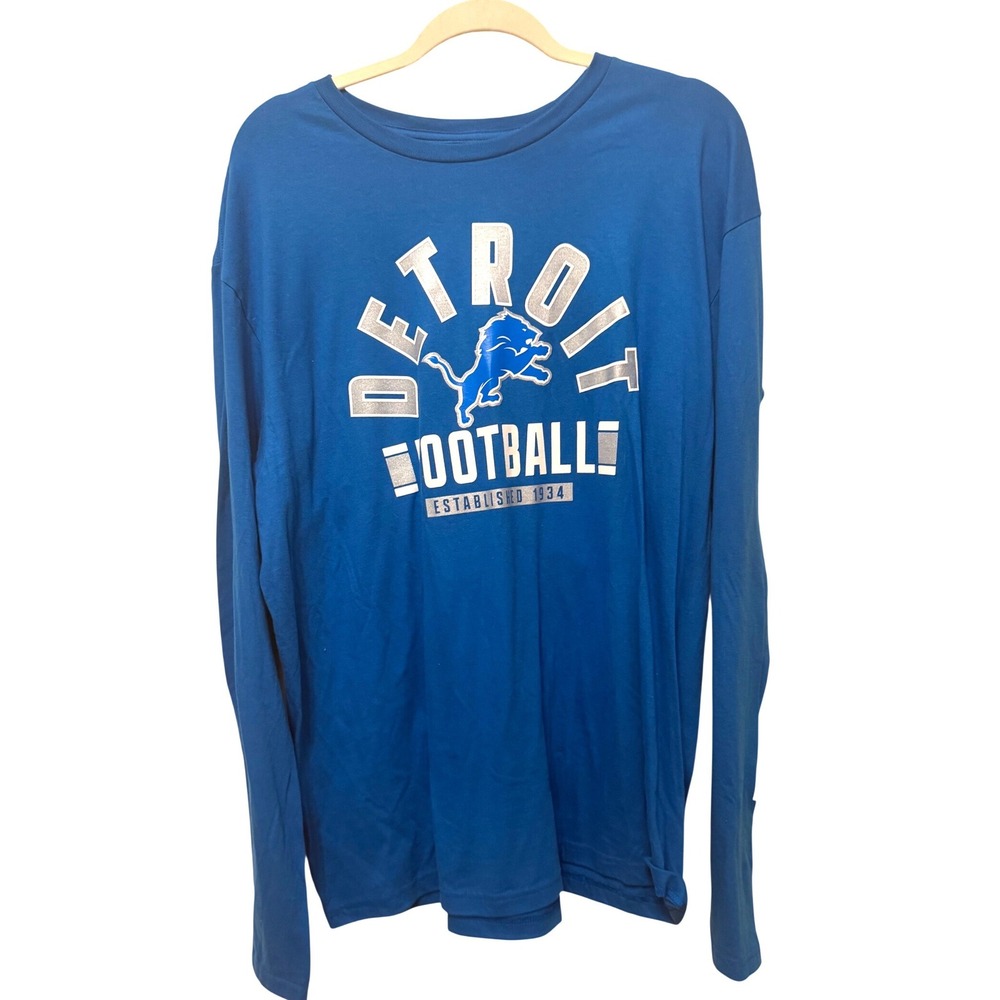 Detroit Lions NFL Team Apparel Mens XL Long Sleeve T-Shirt Honolulu Blue NWT
